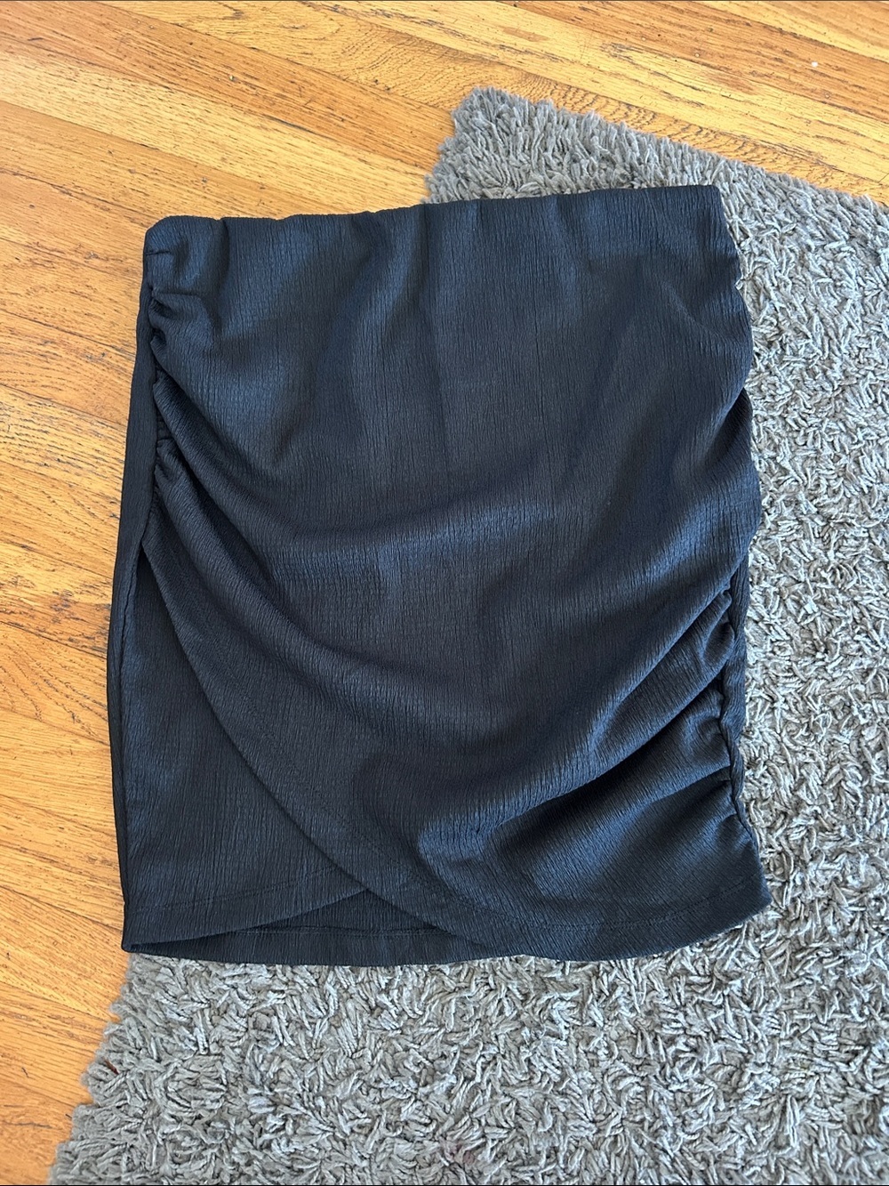 Free People Black Ruched Wrap-Front Women's Mini Skirt Large